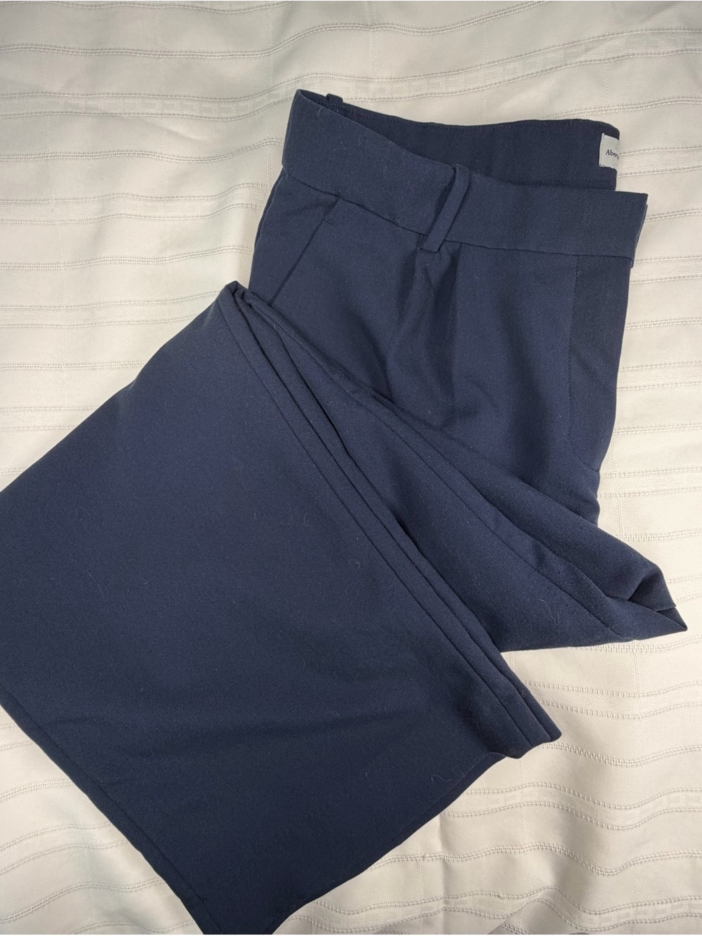 Abercrombie & Fitch Wide-Leg Trousers 32/16L High-Rise Navy Workwear Tailored